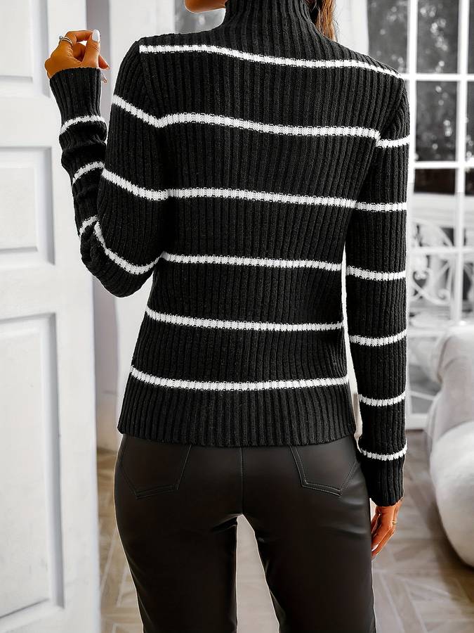 Gestreifter Pullover mit Rundhalsausschnitt für Klassischen Stil Für Frauen