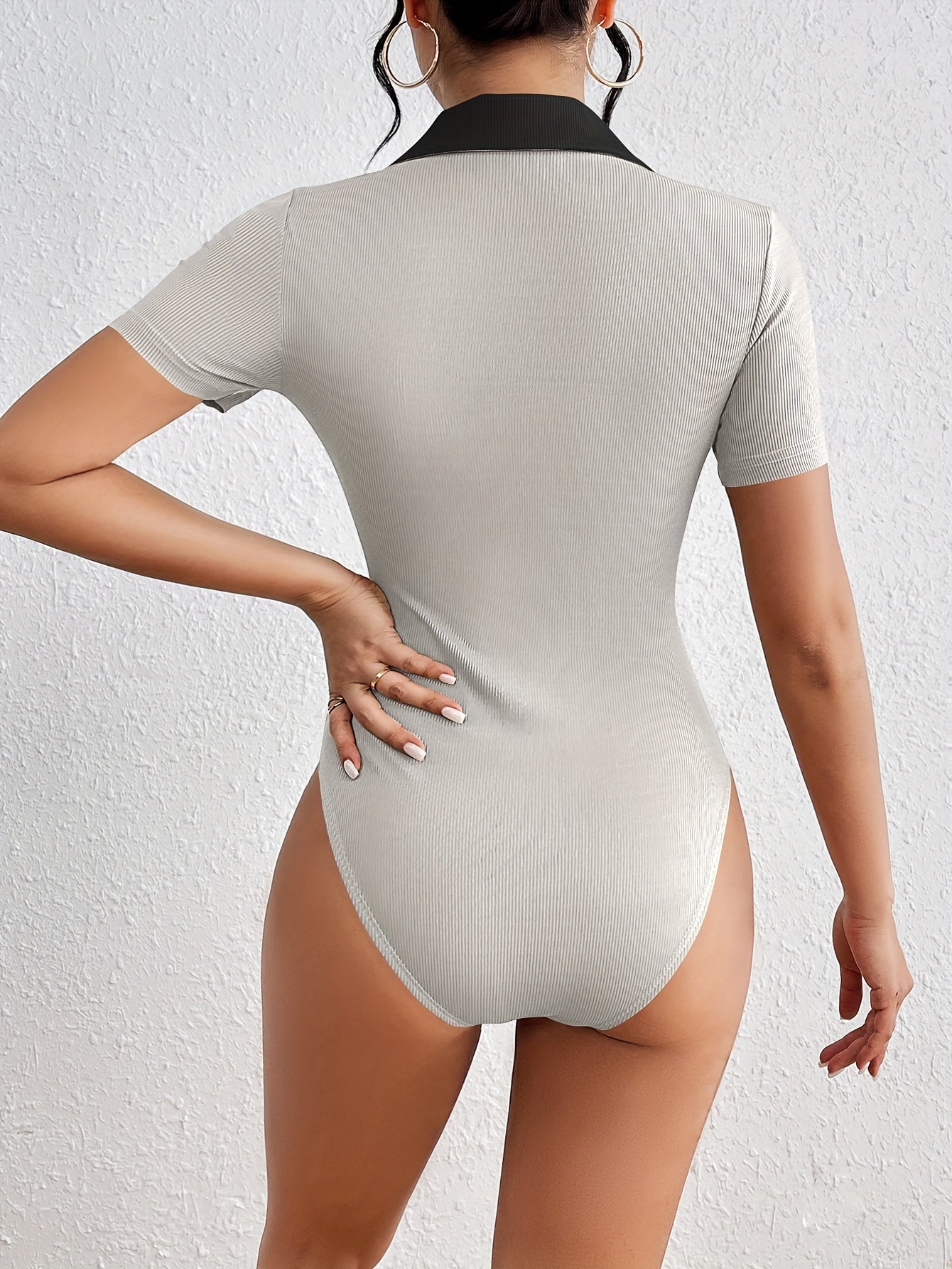 Schwarzer Kleurblok Bodysuit - Esme