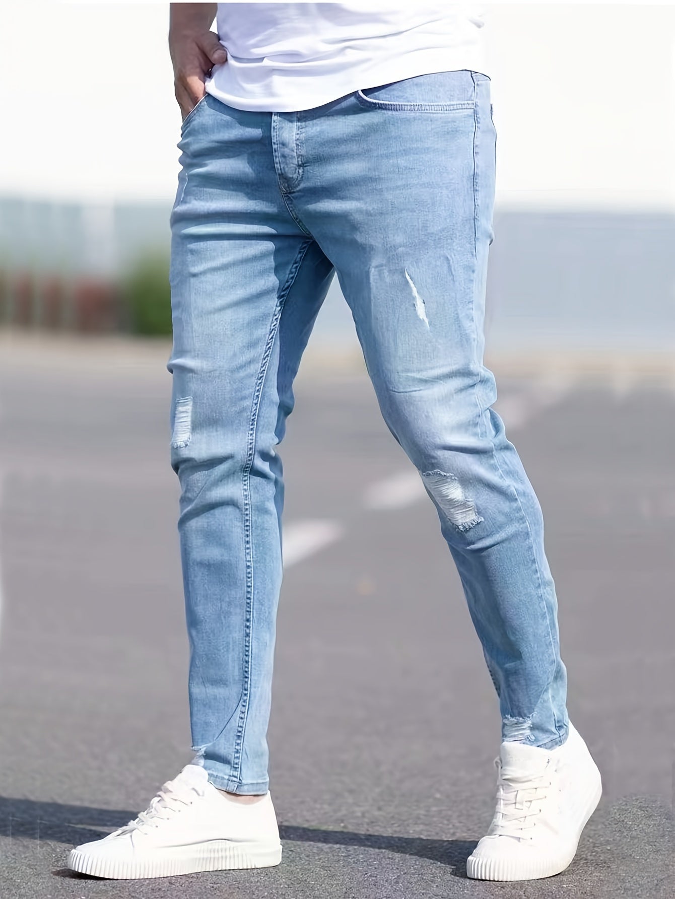 Skinny Zerrissene Jeans Blau - Jasper