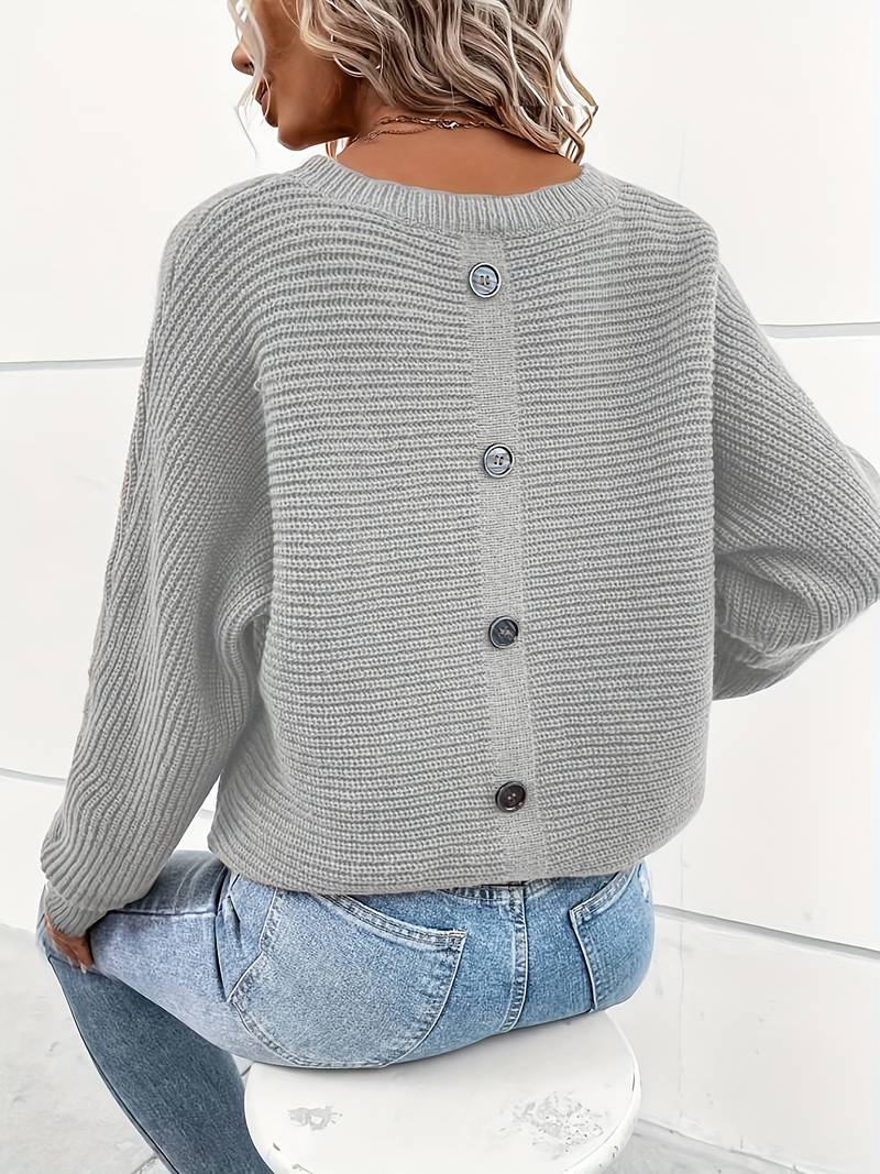 Eleganter Rundhals-Pullover Für Frischen Frühlingsstil Für Frauen