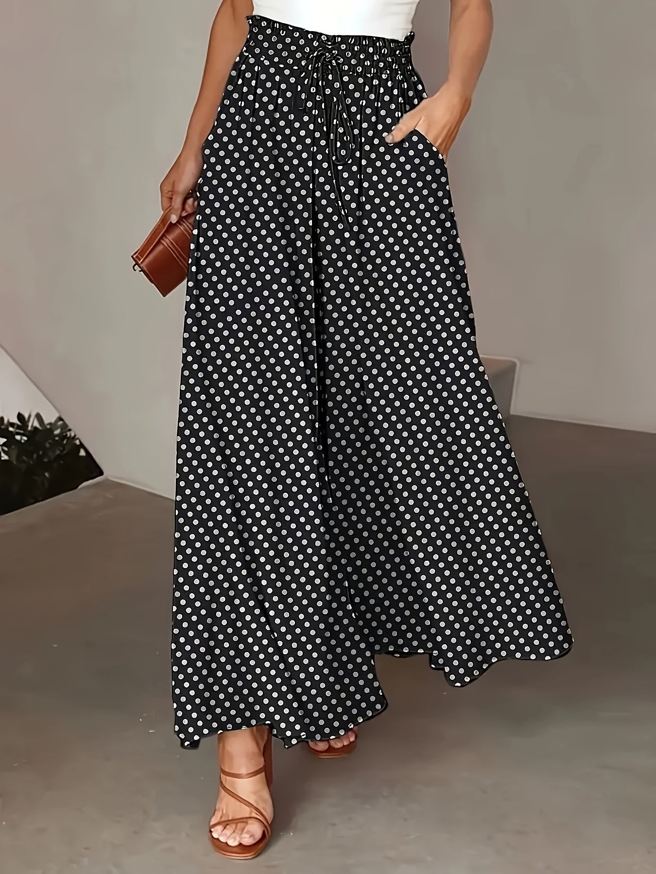 Schwarze Polka Dot Weite Hose - Ella