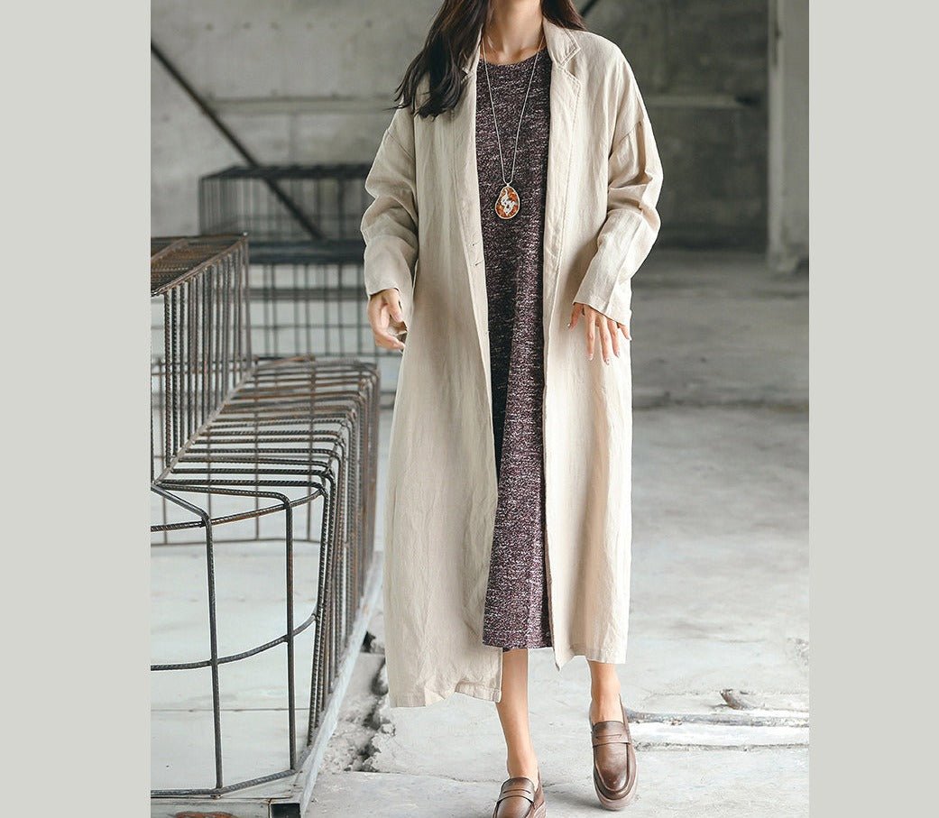 Chrysalis | Frauen langer Mantel Oversize Notched Trenchcoat Baggy Coat