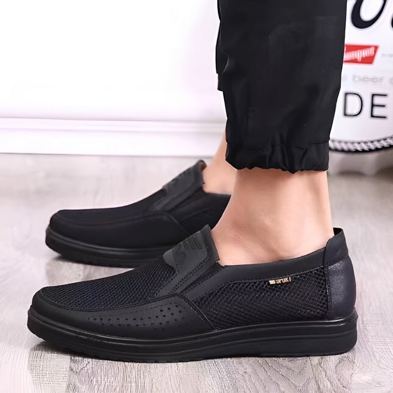 Jasper - Schwarze atmungsaktive Mesh-Loafers für den Sommer