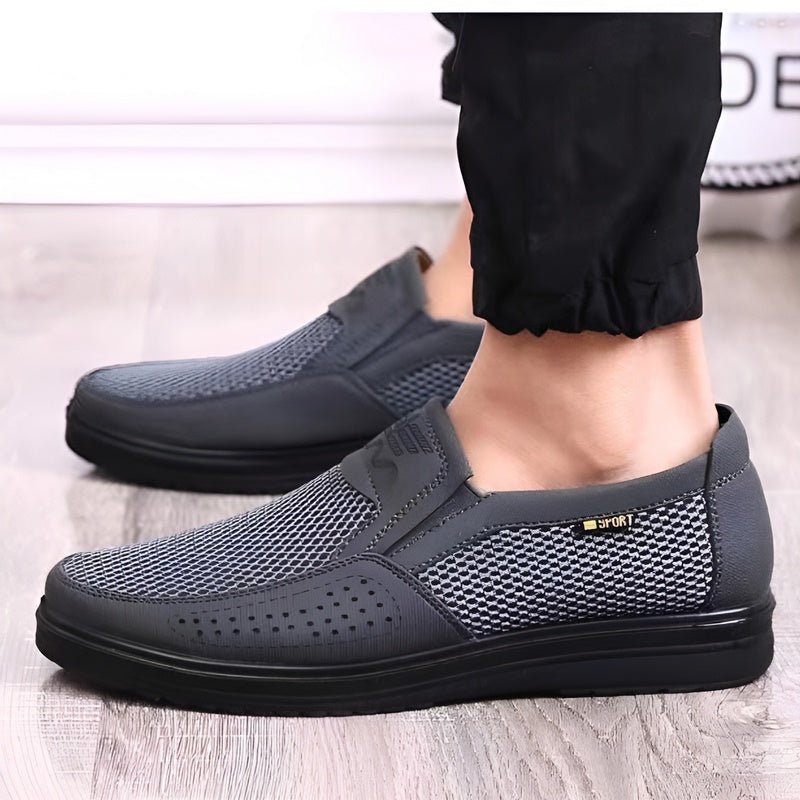 Jasper - Schwarze atmungsaktive Mesh-Loafers für den Sommer