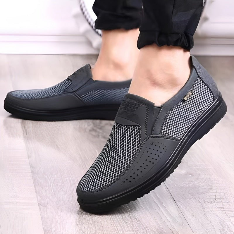 Jasper - Schwarze atmungsaktive Mesh-Loafers für den Sommer