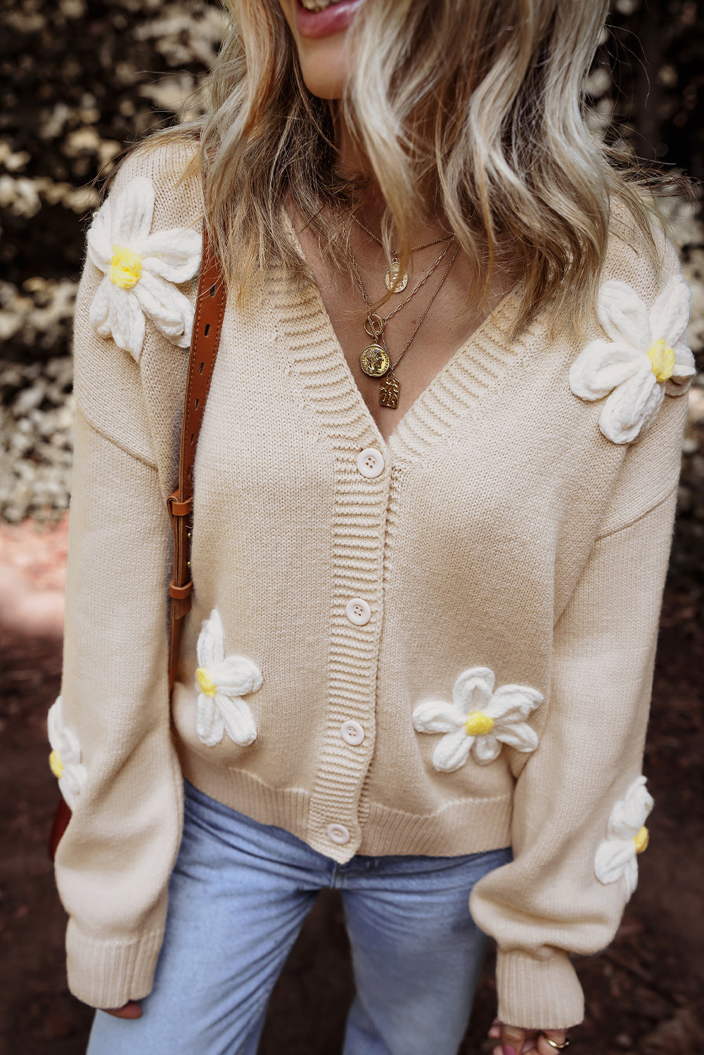 Weste Mit Floralem Muster Und Knopfleiste In Beige Für Frauen