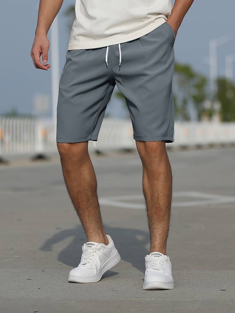 Max - Dunkelgraue lässige Herrenshorts mit Kordelzug