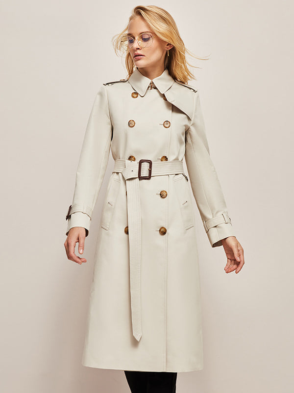 Eleganter klassischer langer Trenchcoat