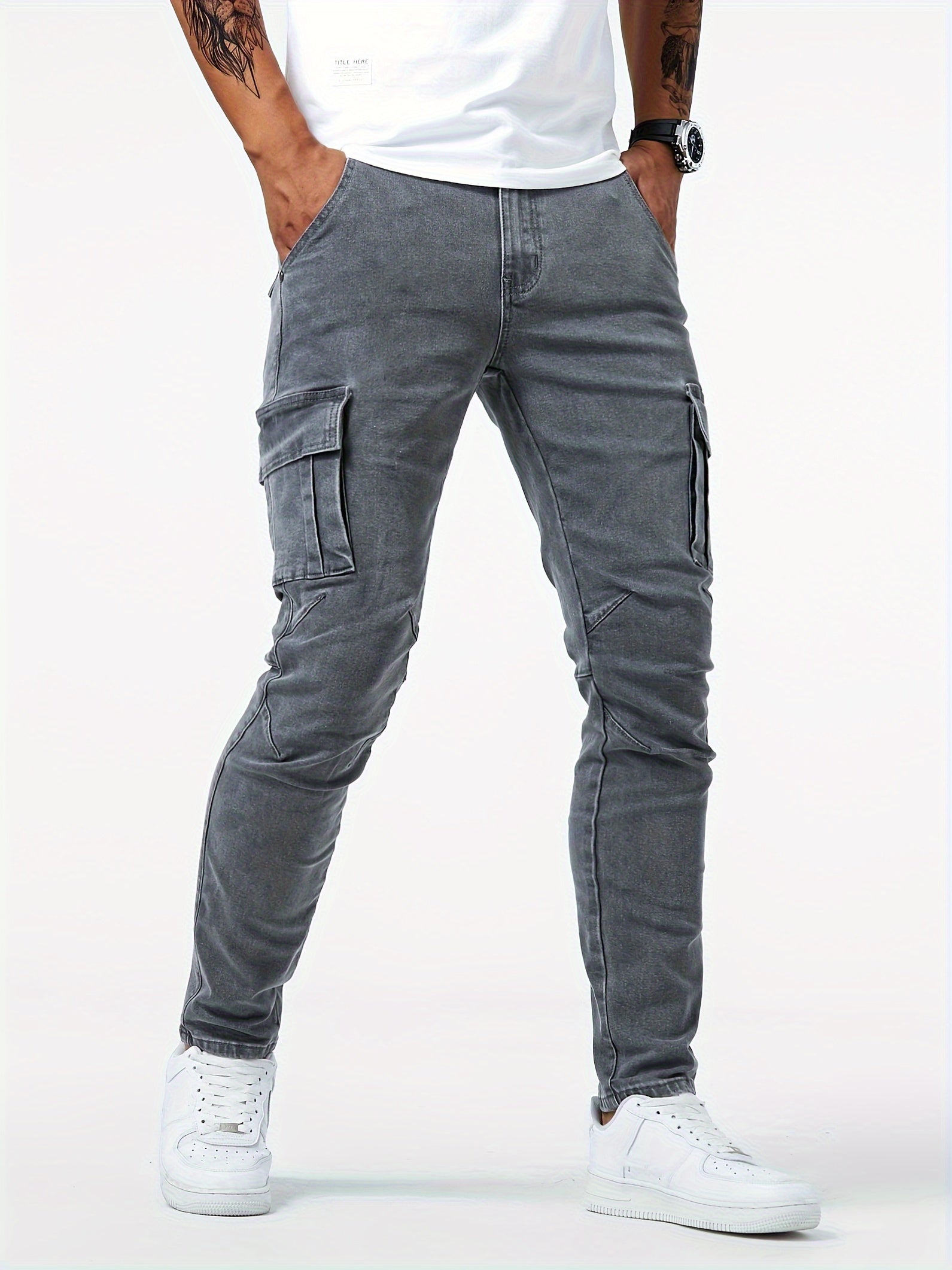 Dunkelgraue Cargo Jeans - Liam