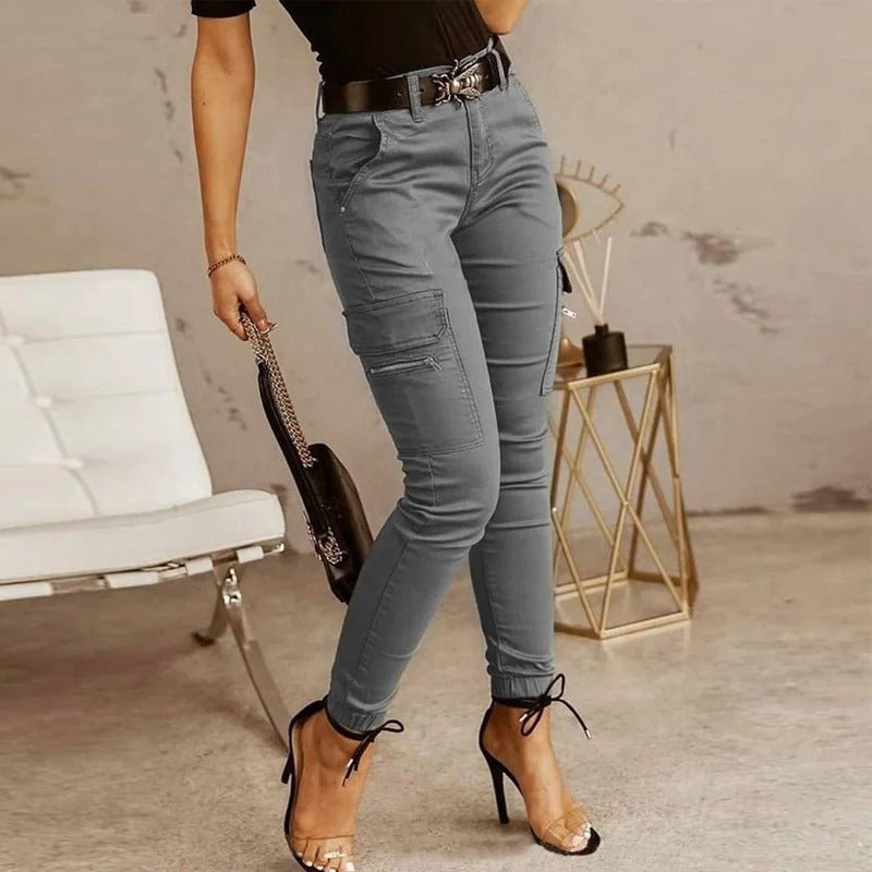 Mila - Graue Damen Cargo Jeans