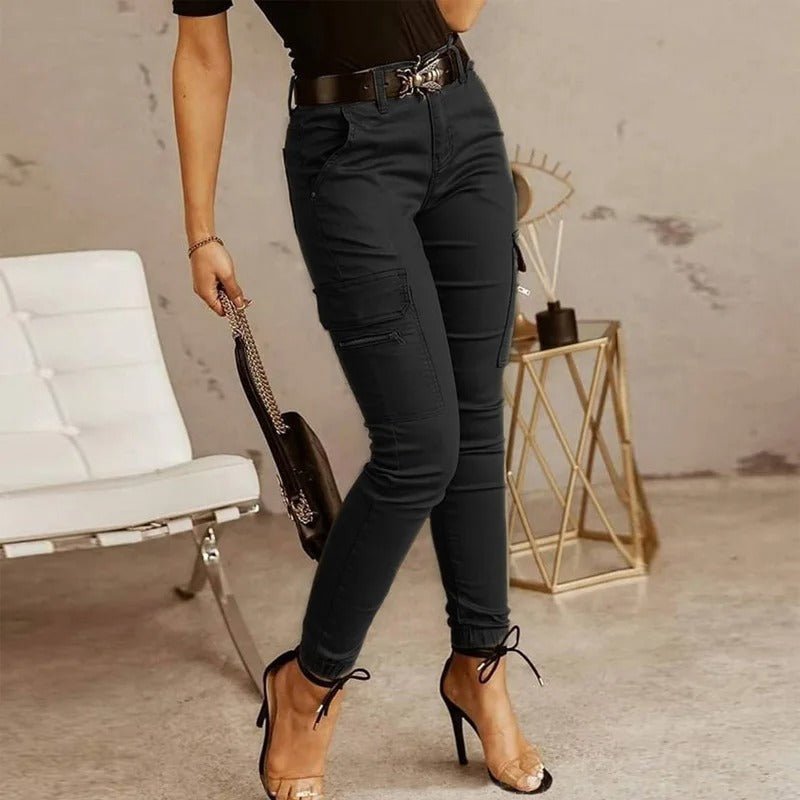 Mila - Graue Damen Cargo Jeans