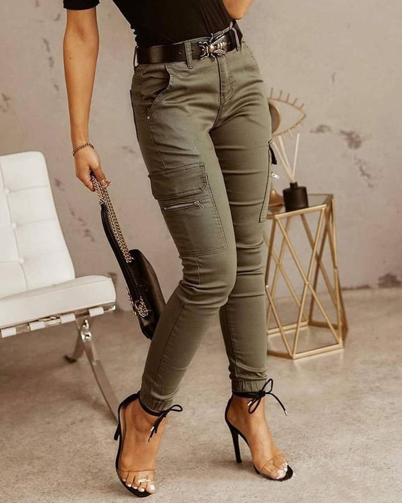 Mila - Graue Damen Cargo Jeans