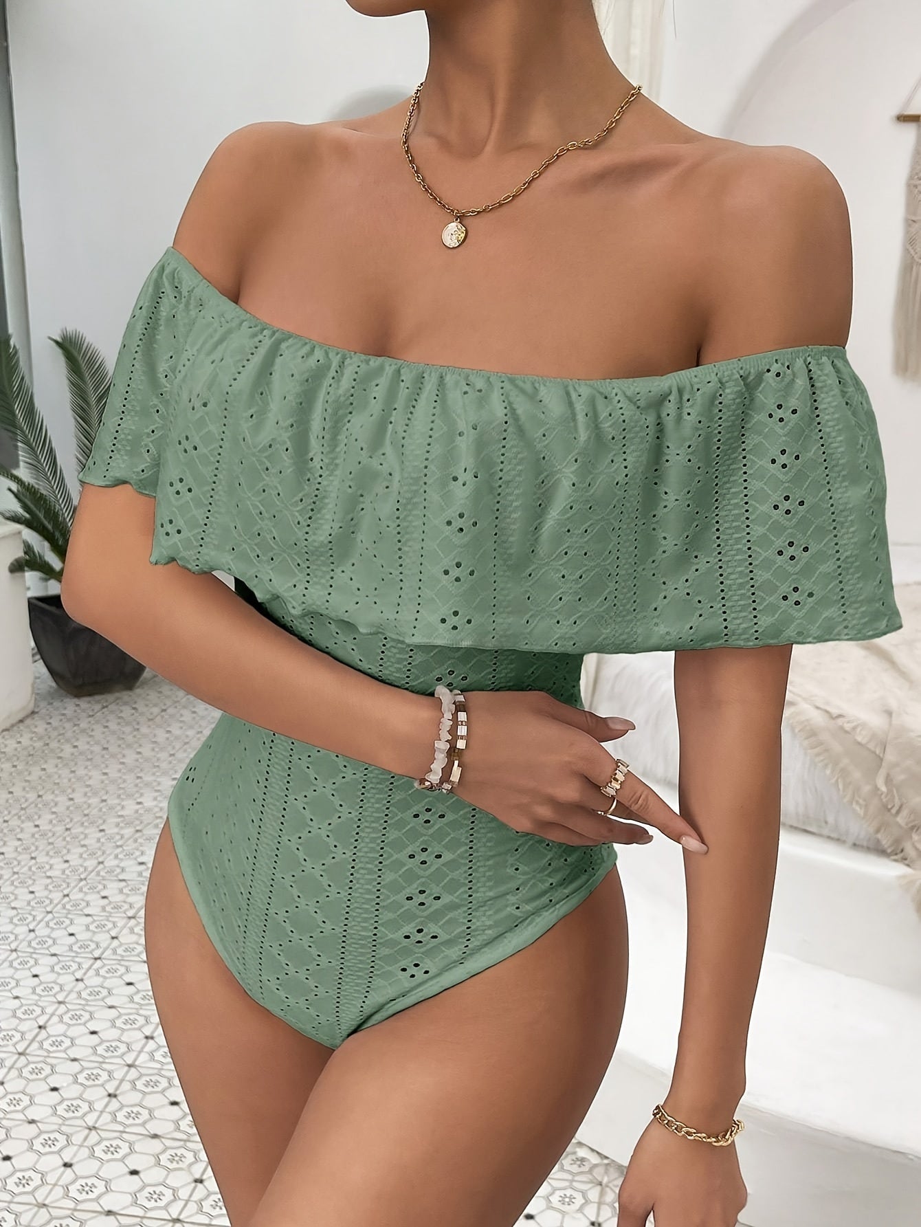 Weiße Off-Shoulder Bodysuit - Isla