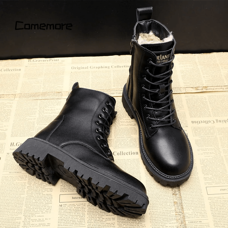 Andrea – schwarze Leder-Winterstiefel