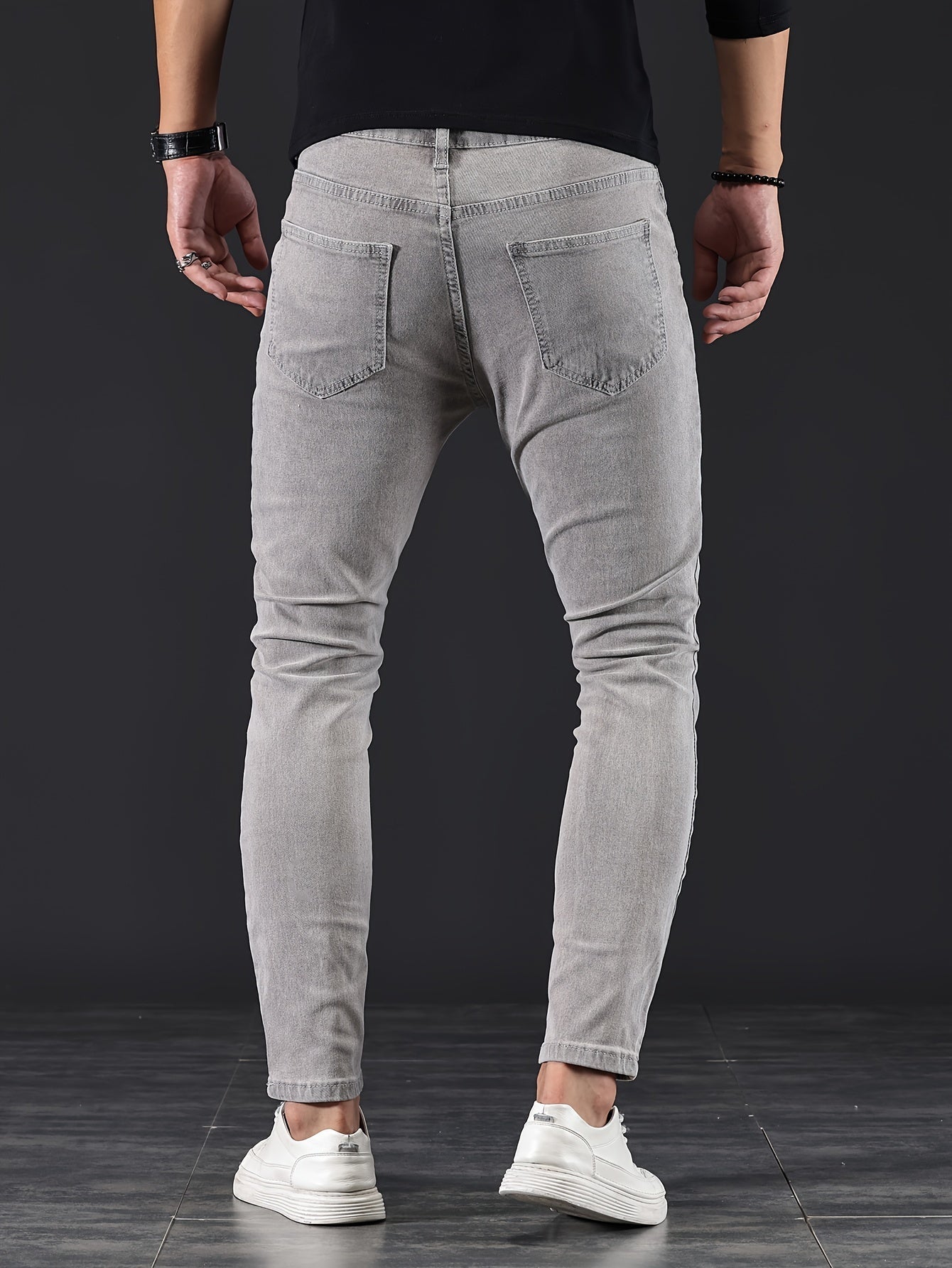 Slim Fit Zerrissene Jeans Blau - Leo