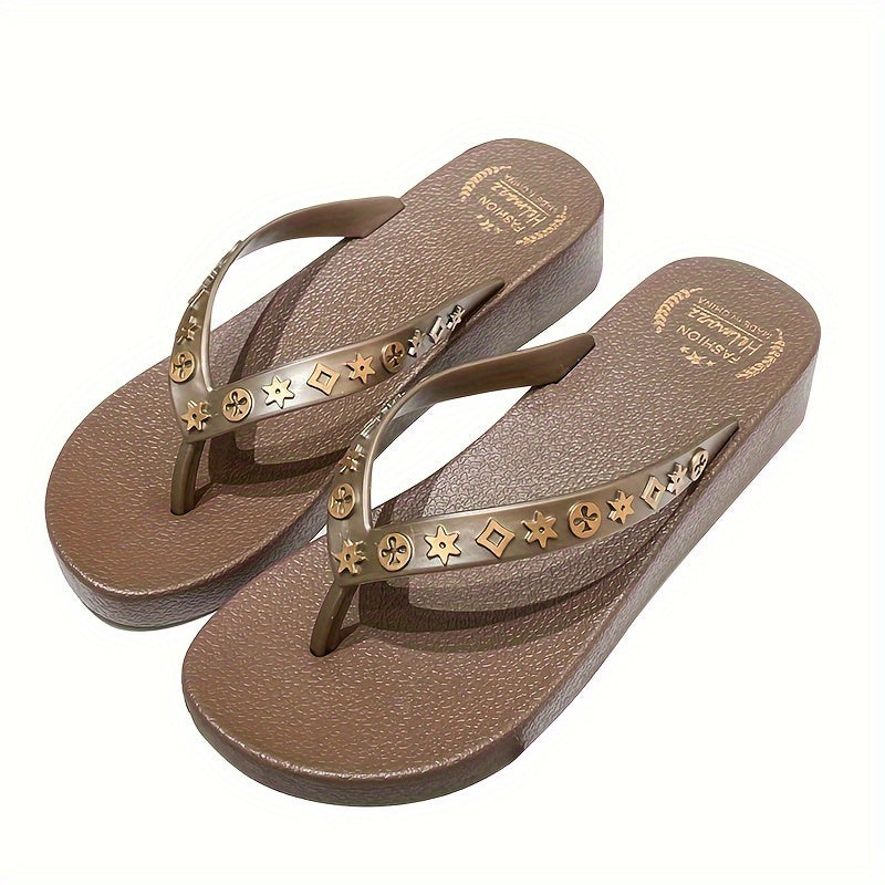 Beige Star Flip Flops - Isla