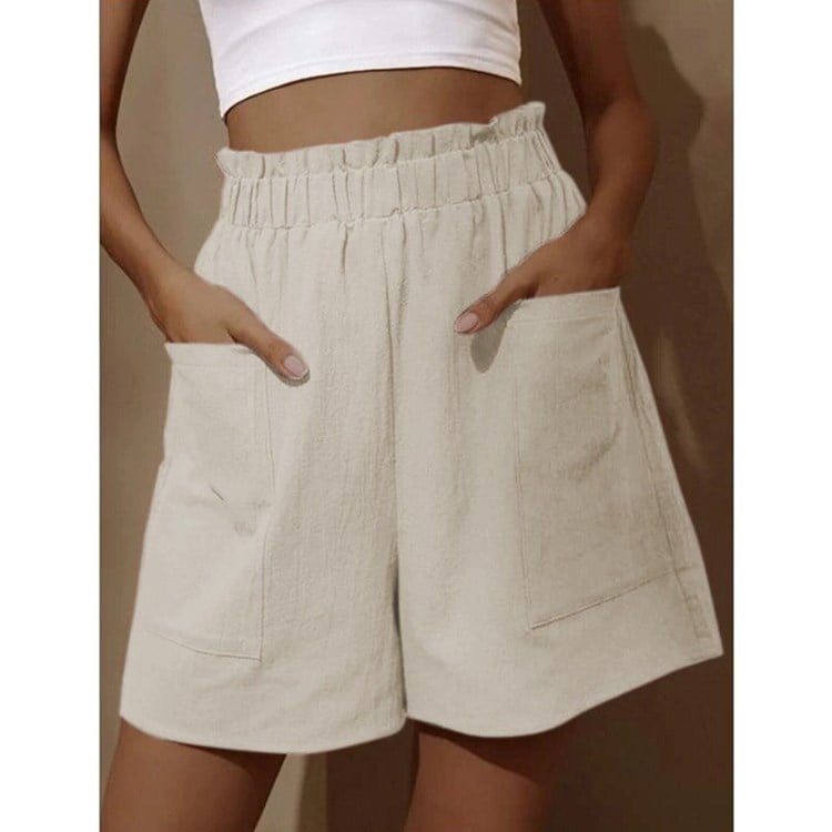 Weiße High-Waist Shorts - Fleur