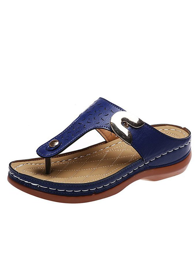 Ava - Blaue Flip-Flops mit Metallknopf