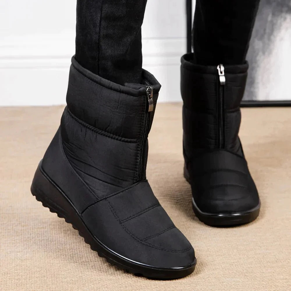 Ekaterina | Damen Schneestiefel, mit Reißverschluss, warmes Zottelmaterial, Winterstiefel