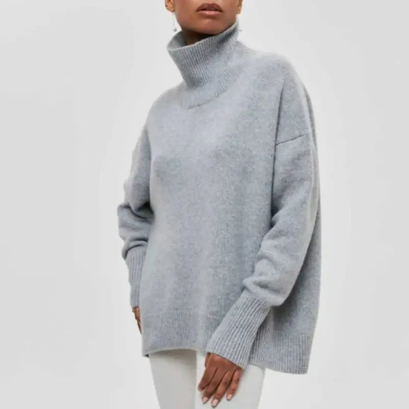 Oversize-Warmer Rollkragenpullover in schlichtem Design für Frauen