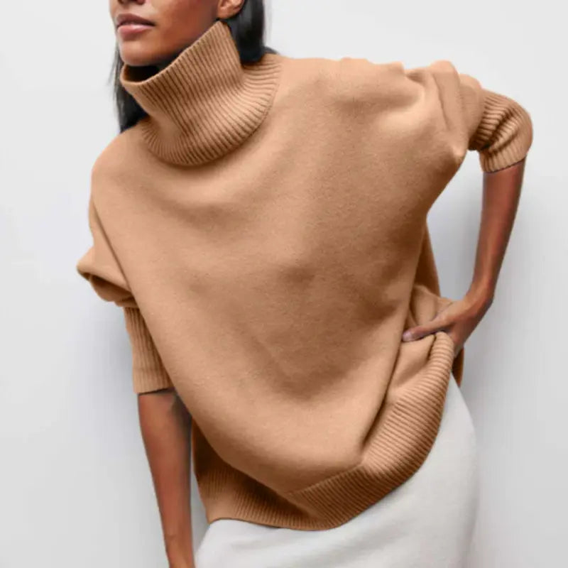 Oversize-Warmer Rollkragenpullover in schlichtem Design für Frauen