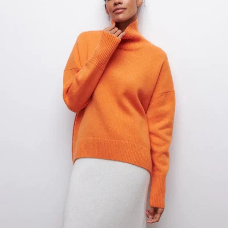 Oversize-Warmer Rollkragenpullover in schlichtem Design für Frauen