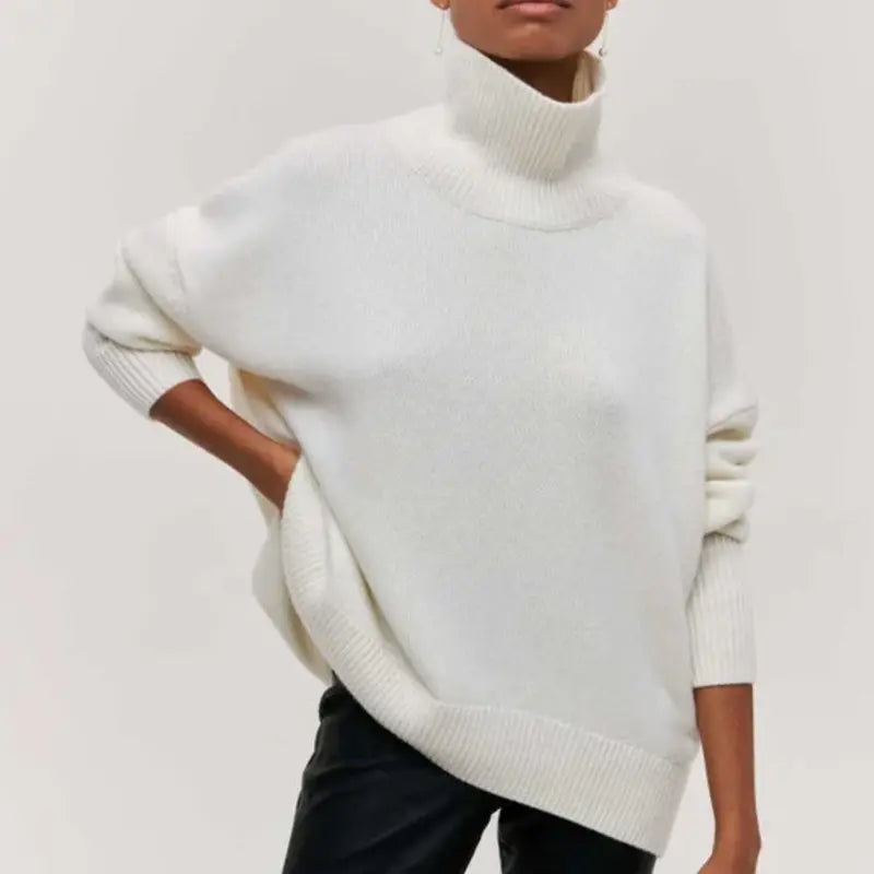 Oversize-Warmer Rollkragenpullover in schlichtem Design für Frauen