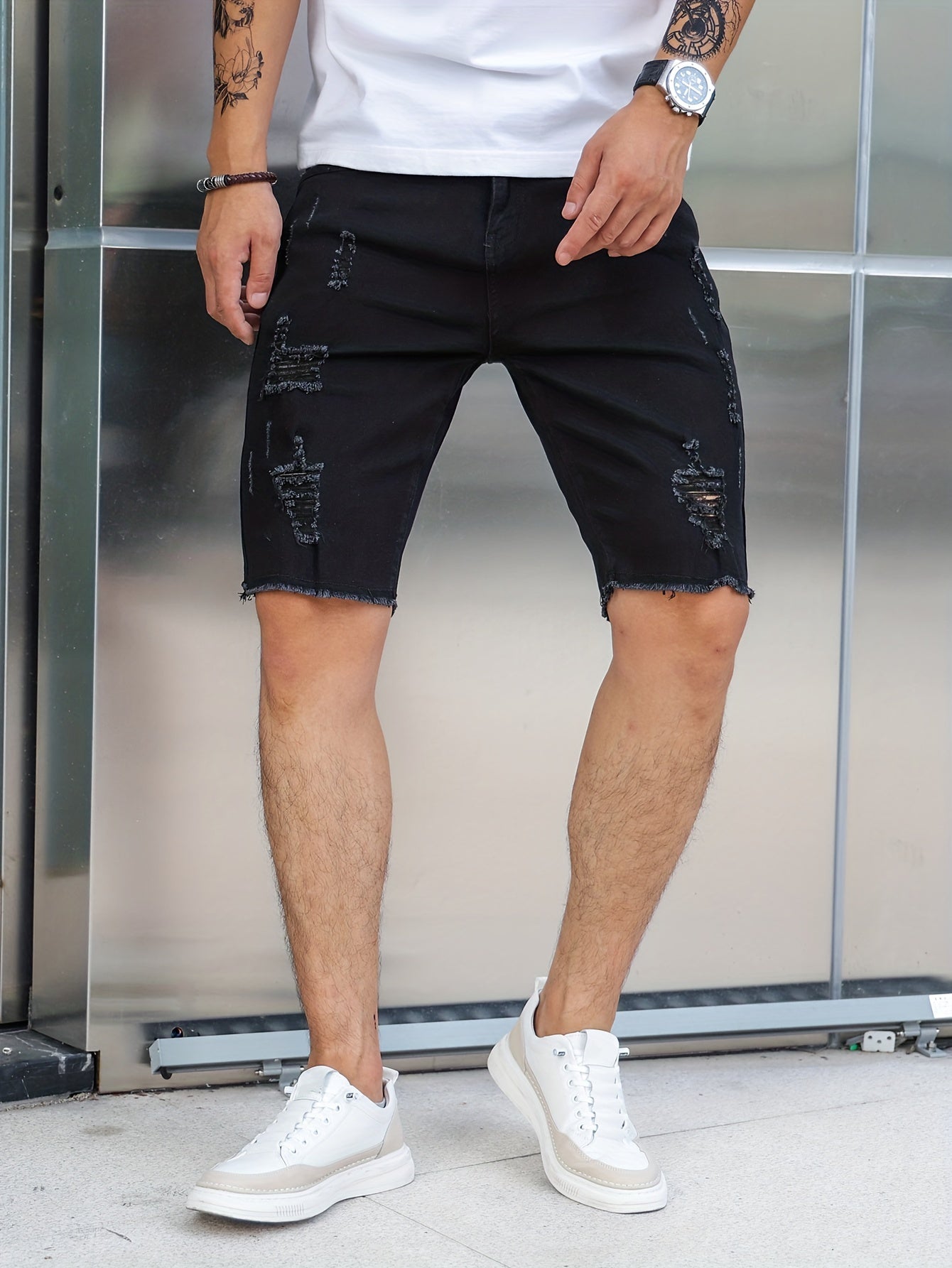 Königsblaue Ripped Shorts - Finn