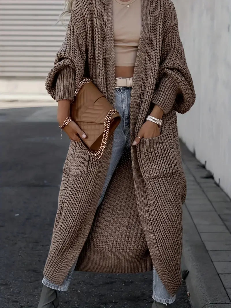 Klassische Lange Strickweste Für Müheloses Layering Und Stil Für Frauen