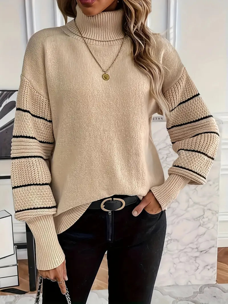 Strickpullover Mit Rollkragen In Aprikose Für Frauen