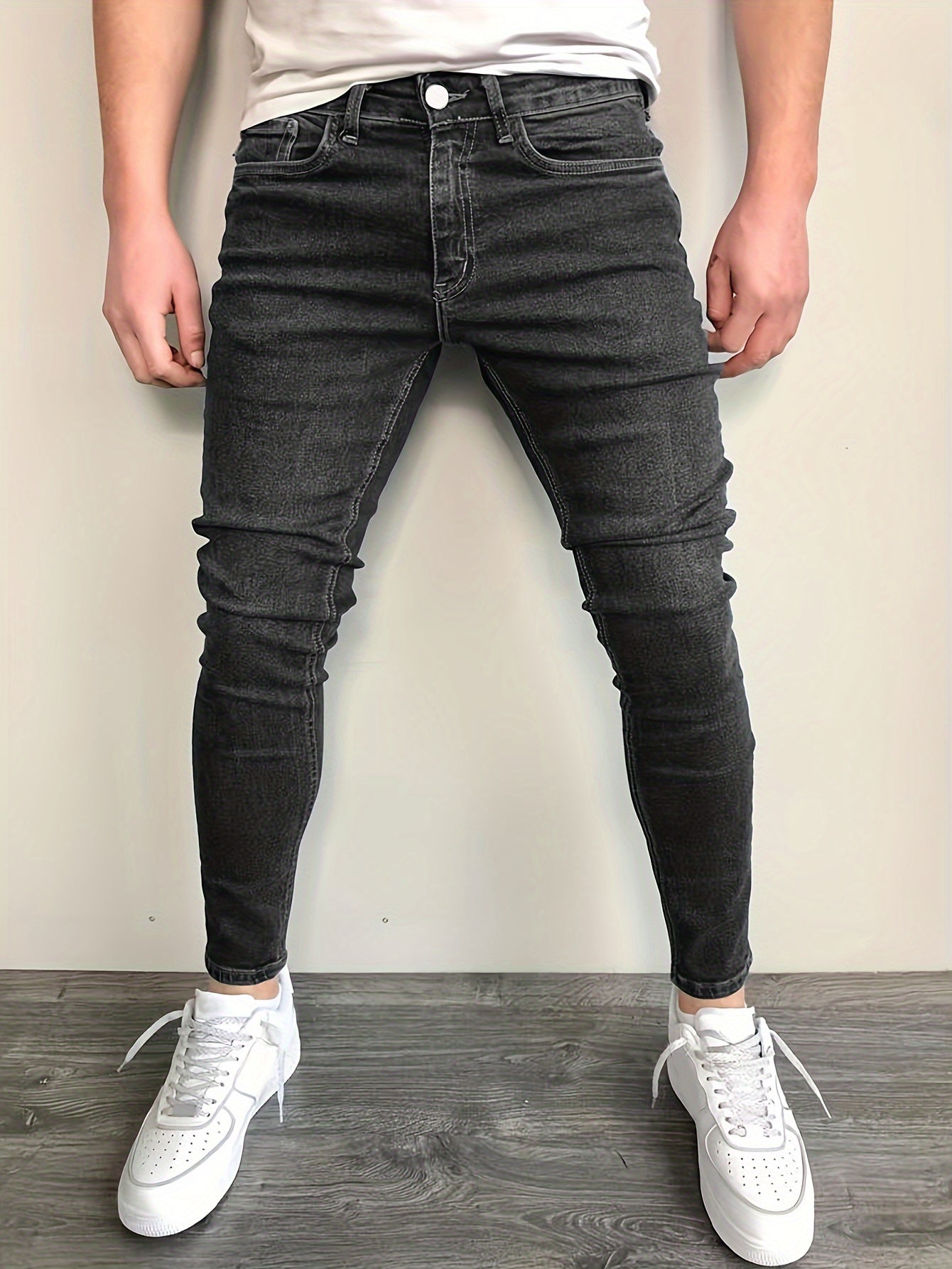 Slim Fit Baumwolljeans Schwarz - Noah