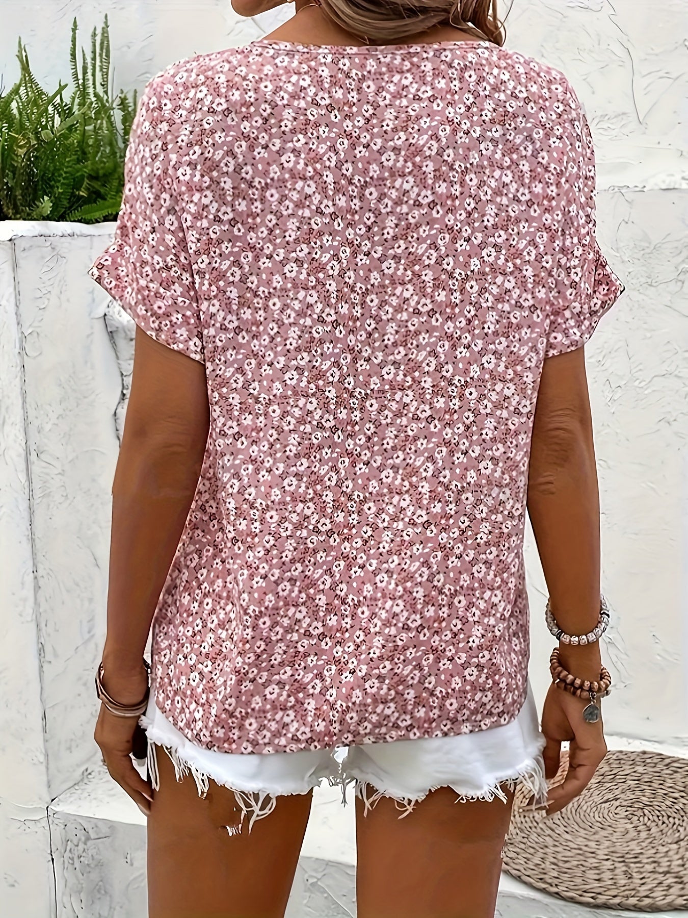 Rosa Bluse mit Blumenprint - Sophie