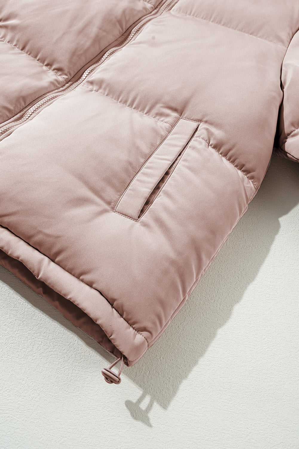 Elegante apricot-pinke Steppjacke mit Reißverschluss Für Frauen