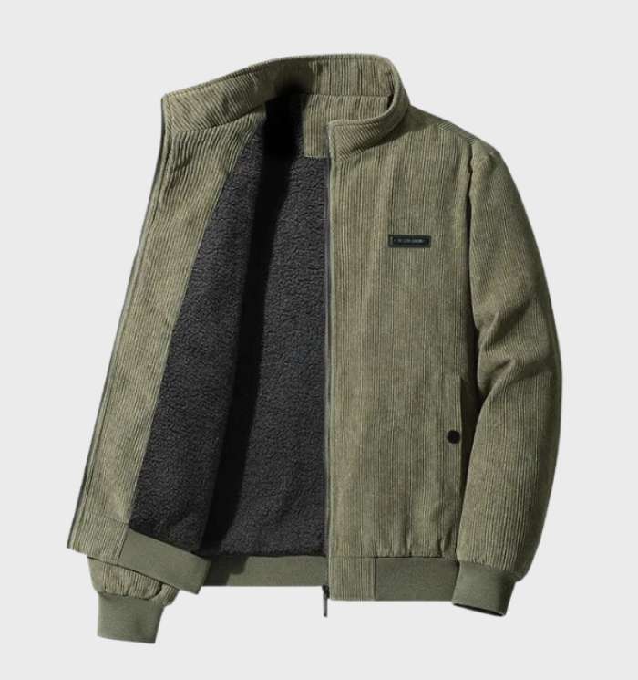 Warme Cordjacke mit Fleecefutter und Reißverschluss für Herren