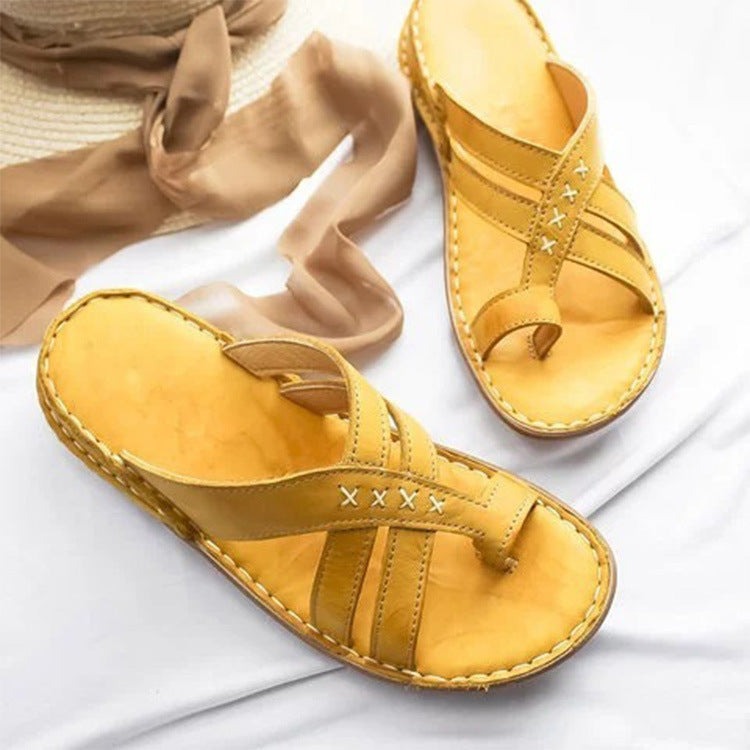 Ava - Gelbe Casual Sleehak Instap Sandalen