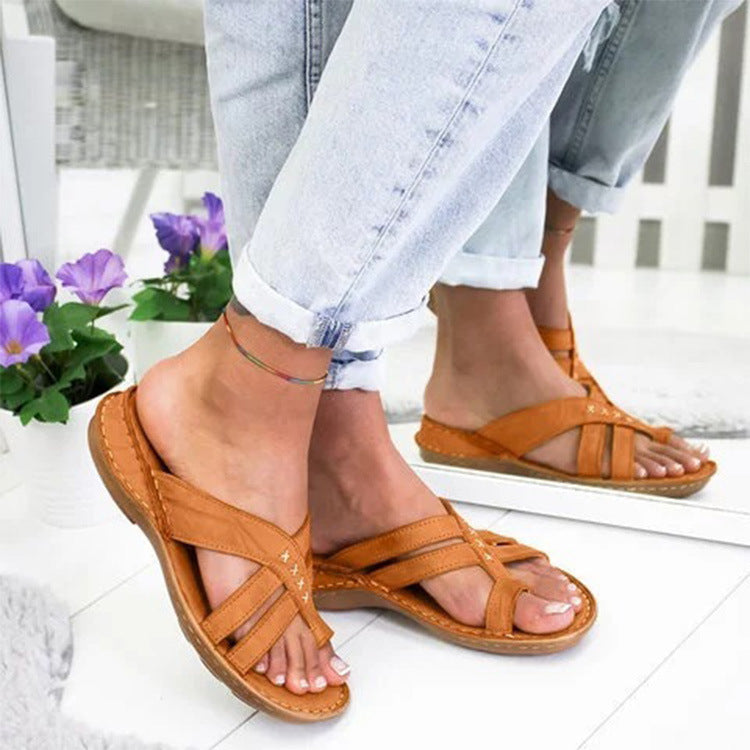 Ava - Gelbe Casual Sleehak Instap Sandalen