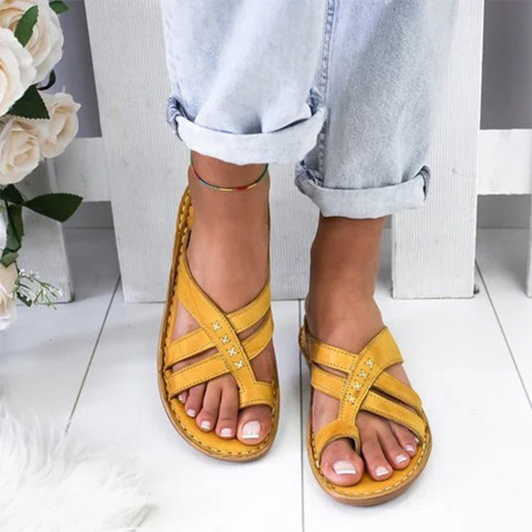 Ava - Gelbe Casual Sleehak Instap Sandalen