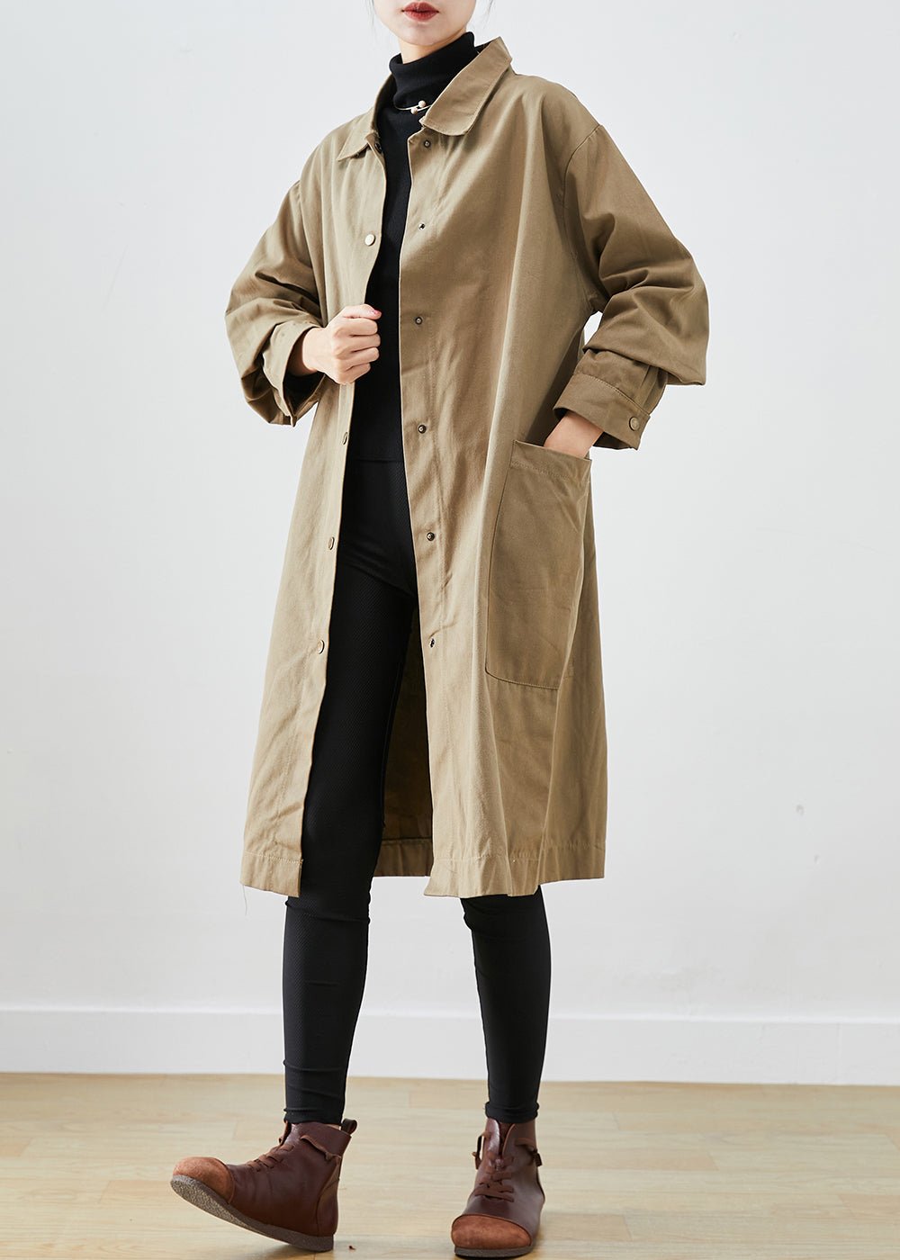 Kenna | Stil Übergroße Taschen Baumwolle Trenchcoat Herbst