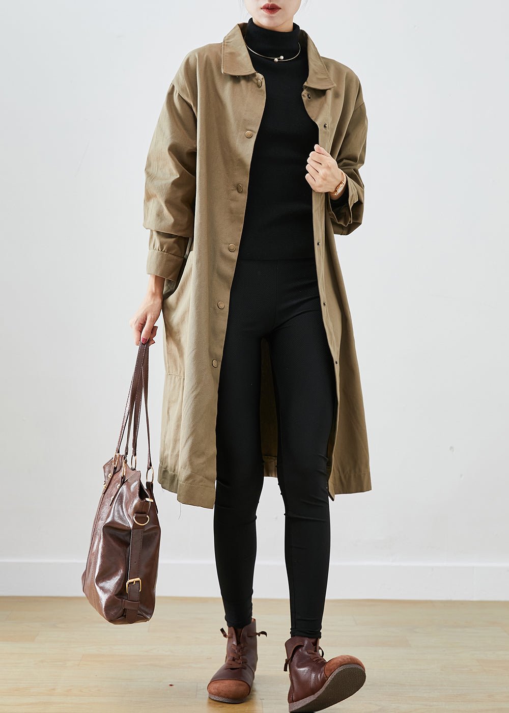 Kenna | Stil Übergroße Taschen Baumwolle Trenchcoat Herbst