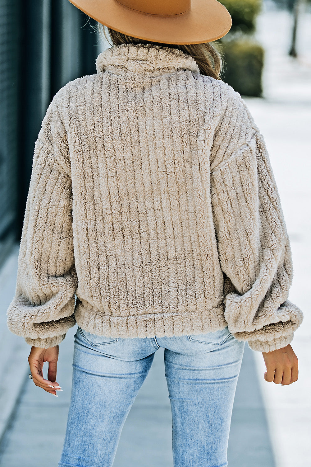 Stilvolle Plüsch-Fleece-Jacke mit Knopfverschluss Für Frauen