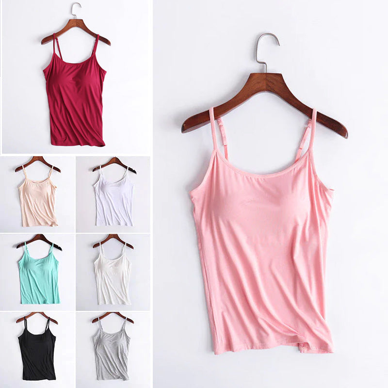 Cherise - Rosa Locker sitzendes Tanktop mit integriertem BH