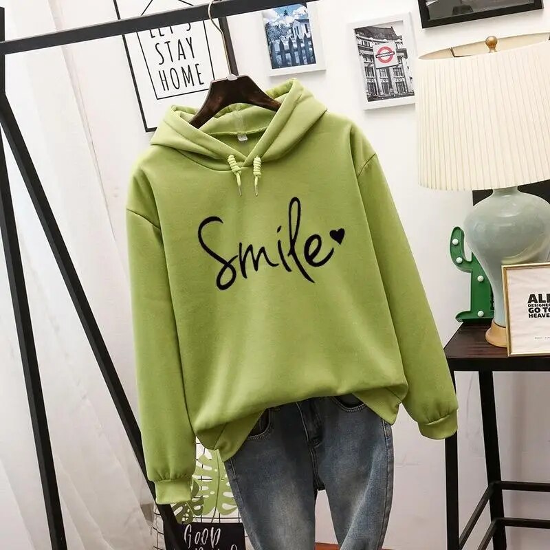 Lässig Geschnittener Smile Hoodie Für Frauen