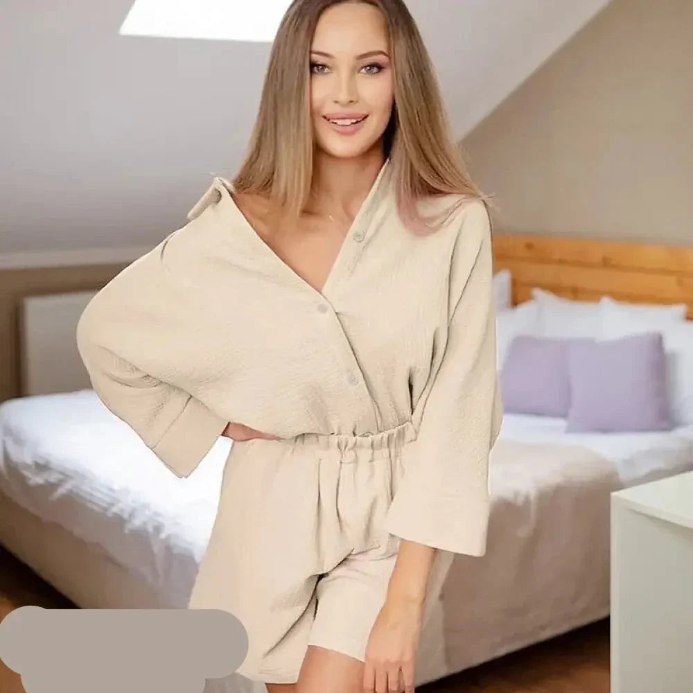 Rosa Baumwoll-Pyjama-Set - Mila