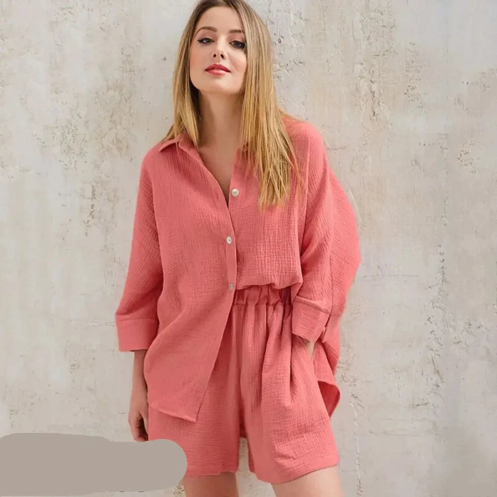 Rosa Baumwoll-Pyjama-Set - Mila