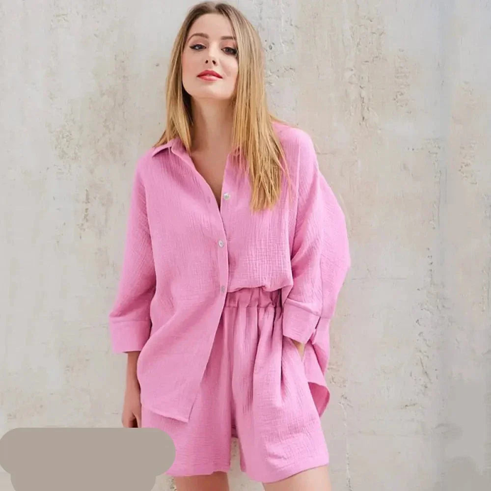 Rosa Baumwoll-Pyjama-Set - Mila