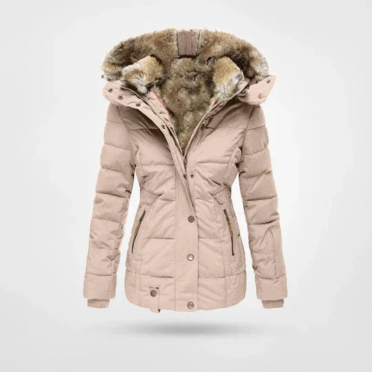 Warme wasserdichte Winterjacke mit Innenfutter und Kapuze für Frauen