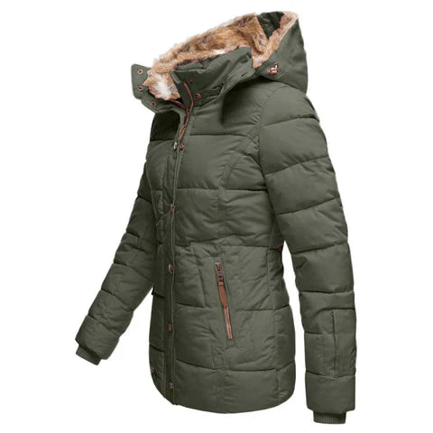 Warme wasserdichte Winterjacke mit Innenfutter und Kapuze für Frauen