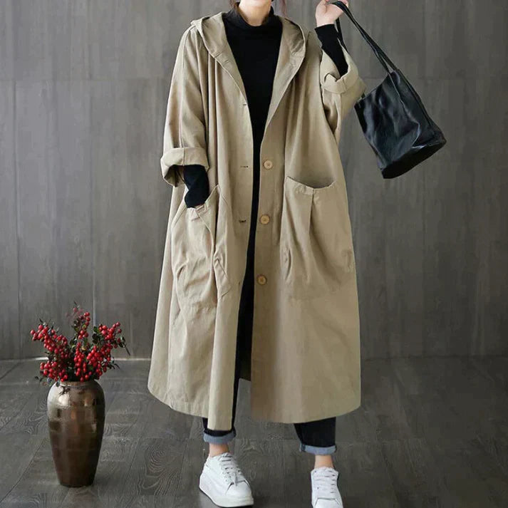 Winddichter Trenchcoat in Übergröße mit Taschen für Damen