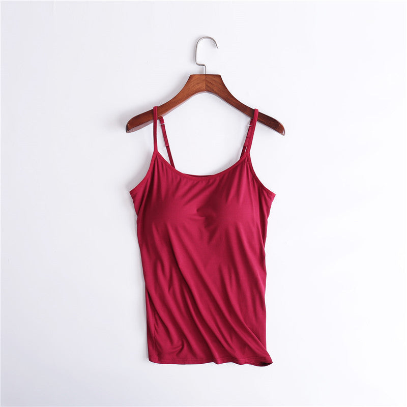 Cherise - Rosa Locker sitzendes Tanktop mit integriertem BH