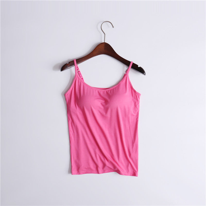 Cherise - Rosa Locker sitzendes Tanktop mit integriertem BH